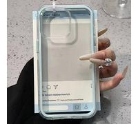 Coque De Téléphone À Cadre De Couleur Claire,Étui De Protection Arrière Rigide Antichoc Pour Iphone 17 Air 16 15 14 13 12 Pro Max Plus 11.Blue.Iphone 11