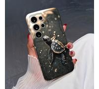Coque de téléphone à motif de petite tortue dorée créative en texture TPU souple à volants et vague de dopamine crème, thème errance en mer profonde, compatible avec Galaxy S21 S22 S23 S24 S25 S26/Hon