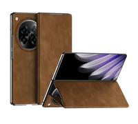 Coque de téléphone à Rabat en Cuir, Couleur Unie, for Oppo Find N5, Design de Support, Coque de Protection arrière(Marron)