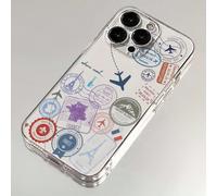Coque de téléphone anti-chute avec motif avion peint, perforée, transparente, minimaliste, mode et créative, compatible avec Ip 17/Ip 17pro/Ip 17promax/ IP16/11/16pro/16plus/16promax/16e/15Promax/13/1