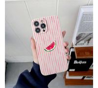 Coque de téléphone anti-chute minimaliste créative à la mode, beige, peinte avec rayures pastèque et perforée, compatible avec Ip 17/Ip 17pro/Ip 17promax/ IP16/11/16pro/16plus/16promax/16e/15Promax/13