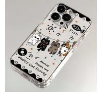 Coque de téléphone anti-chute minimaliste créative et à la mode avec motif de chat peint, perforée et transparente, compatible avec Ip 17/Ip 17pro/Ip 17promax/ IP16/11/16pro/16plus/16promax/16e/15Prom