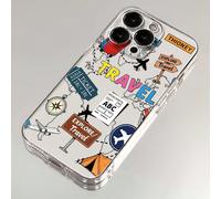 Coque de téléphone anti-chute minimaliste et à la mode, transparente perforée avec motif carte peint, compatible avec Ip 17 Ip 17pro Ip 17promax IP 16/11/16pro/16plus/16promax/16e/15Promax/13/14/12/XS