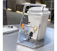 Coque de téléphone anti-chute peinte avec motif chat, perforée, transparente, minimaliste, mode et créative, compatible avec Ip 17/Ip 17pro/Ip 17promax/ IP16/11/16pro/16plus/16promax/16e/15Promax/13/1