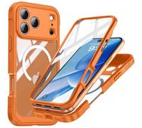 Coque de téléphone antichoc 9H en verre trempé orange compatible avec iPhone 17 Pro