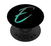 Coque de téléphone avec initiale E dégradé bleu Cool Ombre Lettre E PopSockets PopGrip Interchangeable