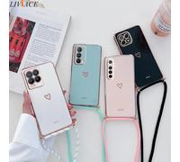 Coque de téléphone avec lanière en forme de cœur d'amour, étui pour Oppo Realme 8 Pro 5 5i 6i 8i C21 C21Y C11 2021 C25Y Narzo30A GT Master Rose avec cordon
