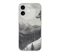 Coque de téléphone avec loup solitaire et montagne enneigée compatible avec iPhone 17/Pro - Housse de protection antichoc fine en TPU
