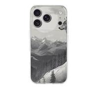 Coque de téléphone avec loup solitaire et montagne enneigée compatible avec iPhone 17/Pro - Housse de protection antichoc fine en TPU