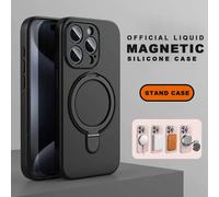 Coque De Téléphone Avec Support Magnétique En Silicone,Étui Souple Pour Iphone 15 14 16 Plus 11 12 13 16 Pro Max Magsafe Avec Anneau De Protection.Black.For Iphone 11
