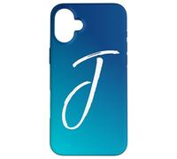 Coque de téléphone Blue Gradient Initial J Cool Ombre Blue Letter J Coque pour iPhone 16 Plus