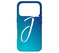 Coque de téléphone Blue Gradient Initial J Cool Ombre Blue Letter J Coque pour iPhone 17 Pro