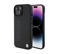 Coque de téléphone - BMW - iPhone 15 - Cuir véritable - Noir - Sous licence officielle