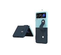 Coque de téléphone Colorblock FONGWAN pour Samsung Z Flip 3 avec support de bracelet-Bleu