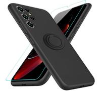 Coque de téléphone compatible avec Oukitel C61/C61 PRO avec protecteur d'écran, anneau rotatif à 360°, béquille, coque de protection antichoc en silicone TPU pour Oukitel C61 C6 Pro 2025 - Noir