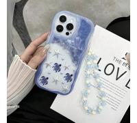 Coque de téléphone créative personnalisée en TPU souple texture crème dopamine à volants ondulés motif tortue avec bracelet poignet étoile DIY compatible avec Galaxy S21 S22 S23 S24 S25 S26/Honor/ et