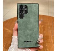 Coque De Téléphone De Luxe En Cuir De Mouton,Étui Souple En Peau D'agneau Pour Samsung Galaxy S25ultra S24 S23 S22 S21plus Ultra S23fe A55 A35 A25 A15.Green.For Samsung S25