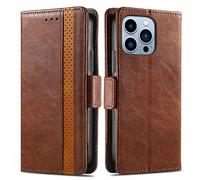 Coque de téléphone en Cuir véritable pour Iphone 15/15pro/15pro Max/15 Plus, Couverture à Rabat magnétique à Brosse antivol RFID, Housse de Protection Anti-Chute de Style Portefeuille, 15plu