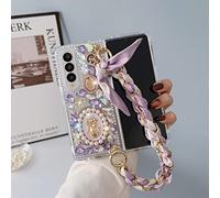 Coque de téléphone en Relief de Perles pour Samsung Galaxy Z Fold 5 Z Fold 4 Z Fold 3 Z Fold 2 Couverture PC en Cristal Strass avec chaîne, Z3, pour Z Fold 2
