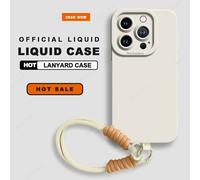 Coque De Téléphone En Silicone Liquide,Étui Souple Avec Lanière Pour Iphone 16e 14 15 16 Plus 12 11 13 Pro Max Minixxr Xs Max.White Hand Strap.For Iphone 11
