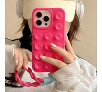 Coque de téléphone en silicone souple à ventouse pour iPhone 16 Pro Max, 17, 13, 14, 11, 12, 15 Pro Max Plus, antidérapante et antichoc, couleur bonbon rose rouge, avec cordon, pour iPhone 17 Pro Ma