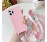 Coque De Téléphone En Silicone Souple Avec Lanière À Bandoulière,Étui Pour Iphone 16 17 15 11 12 14 Pro Max 13 Xrx7 8 Plus,Housse De Sangle De Collier Mate.Pink.Case & Strap