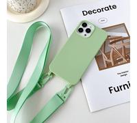 Coque De Téléphone En Silicone Souple Avec Lanière À Bandoulière,Étui Pour Iphone 16 17 15 11 12 14 Pro Max 13 Xrx7 8 Plus,Housse De Sangle De Collier Mate.Green.Case & Strap
