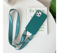 Coque De Téléphone En Silicone Souple Avec Lanière À Bandoulière,Étui Pour Iphone 16 17 15 11 12 14 Pro Max 13 Xrx7 8 Plus,Housse De Sangle De Collier Mate.Dark Green.Case & Strap