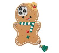 Coque de téléphone en silicone souple motif arbre de Noël bonhomme en pain d'épices pour Apple iPhone 17 Pro Max 3D dessin animé cookie nourriture vacances rouge vert marron chapeau écharpe classique