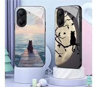 Coque de téléphone en verre trempé à motif esthétique chat noir pour Xiaomi Poco M7 M8 X7 X8 Pro Max X6 X5 X3 Redmi 15 15C 14C 13C 15T 17T KHTY00063C