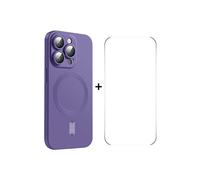 Coque de téléphone ENKAY MagSafe en TPU mat compatible iPhone 14 Pro avec film protecteur pour objectif et écran : violet