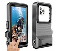 Coque de téléphone étanche, plongée en Plein air, plongée avec Tuba, Natation, Surf, boîtier d'écran Tactile sous-Marin pour iPhone 16 Pro Max, Samsung S24 Ultra Pas Plus de 6,9" (Noir Gris, 4ème