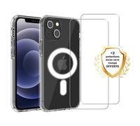 EVETANE Coque iPhone 13 Transparente Compatible Magsafe + 2 Vitres Protection Ecran
