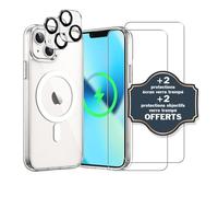 Coque de téléphone - EVETANE - iPhone 13 Mini - Anti-choc - Magsafe - Transparent avec protections