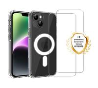 EVETANE Coque iPhone 14 Transparente Compatible Magsafe + 2 Vitres Protection Ecran