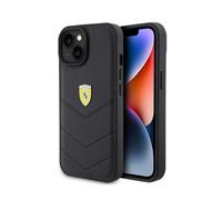 Housse Ferrari Logo métallique matelassé noir - iPhone 15