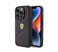 Coque de téléphone - Ferrari - Twist Metal Logo - Cuir naturel - Protection anti-rayures - iPhone 15 Pro