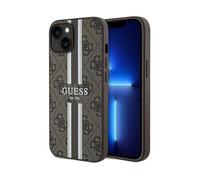 Coque de téléphone - Guess - iPhone 15 - Imprimé Rayures - Marron - Compatible MagSafe