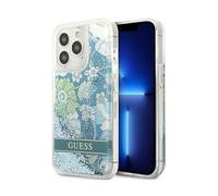 Coque de téléphone - Guess - Liquid Glitter Flower - iPhone 13 Pro Max - Bleu/Vert - Souple
