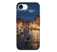 Coque de téléphone imprimée Venise Night pour iPhone 16 E, ultra fine, résistante aux rayures et aux chocs, coque de téléphone en TPU noir, avec recharge sans fil, anti-jaunissement