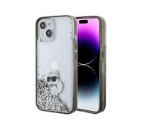 KARL LAGERFELD KLHCP15SLKCNSK Coque de Protection pour iPhone 15 6,1" Transparent Coque Rigide à Paillettes liquides Choupette
