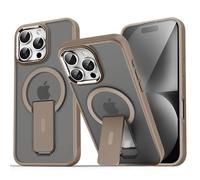 Coque De Téléphone Magnétique De Luxe Avec Support Pliable Magsafe,Étui Arrière Translucide Mat Pour Iphone 17 16 15 14 Plus 13 12 11 Pro Max.Bronze Color.Étui Et Support