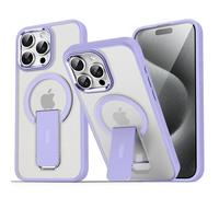 Coque De Téléphone Magnétique De Luxe Avec Support Pliable Magsafe,Étui Arrière Translucide Mat Pour Iphone 17 16 15 14 Plus 13 12 11 Pro Max.Purple.Étui Et Support