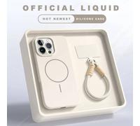 Coque De Téléphone Magnétique En Silicone,Étui De Protection Avec Lanière Officielle Magsafe Pour Iphone 15 14 16 Plus 11 12 13 16 Pro Max.Cream Whtie.For Iphone 11