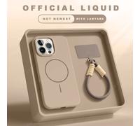 Coque de téléphone magnétique en Silicone, étui de protection avec lanière officielle Magsafe pour iPhone 15 14 16 Plus 11 12 13 16 Pro Max Cream Whtie