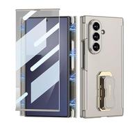 Coque De Téléphone Magnétique pour Samsung Galaxy Z Trifold, Protection Complète À Double Axe Central avec Support De Bracelet Rotatif - Charnière Et Protection De L'objectif (Gris,avec Film)