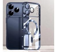 Coque de téléphone magnétique transparente en TPU souple avec placage luxueux et protection pour appareil photo, compatible avec iPhone 17, 16, 15, 14, 13, 12 Pro Max, 17 Air, 15 Plus, bleu, pour iPh