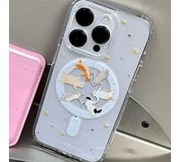 Coque de téléphone magnétique transparente MagSafe pour chat de dessin animé coréen