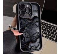 Coque de téléphone minimaliste imprimée, perforée, épaisse et antichoc, en marbre noir mat. Compatible avec 16/16 Pro/16 Pro Max/16 Plus, 15 XR/7/8, 15 Pro Max, 13 Pro Max, 14 Pro Max, 13, 14, 11, 12 