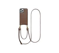 Selencia Coque de télephone Nova avec cordon et porte-cartes pour Apple iPhone 12 (Pro) - Mocha Brown